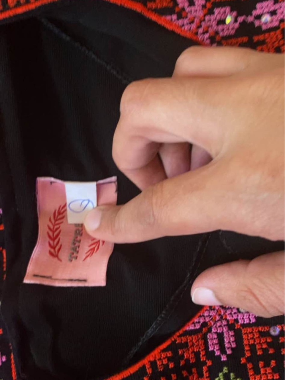 Delicious Black Tunic with Red and Pink Embroidery - Picture 3 of 3
